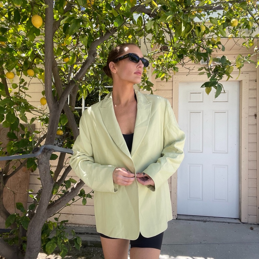 Women's Light Green 100% silk Blazer